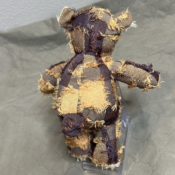 Dog Toy Purple Gold Patchwork Teddy Bear Plush Toy w/squeaker Medium Chew Toy - Picture 4 of 7